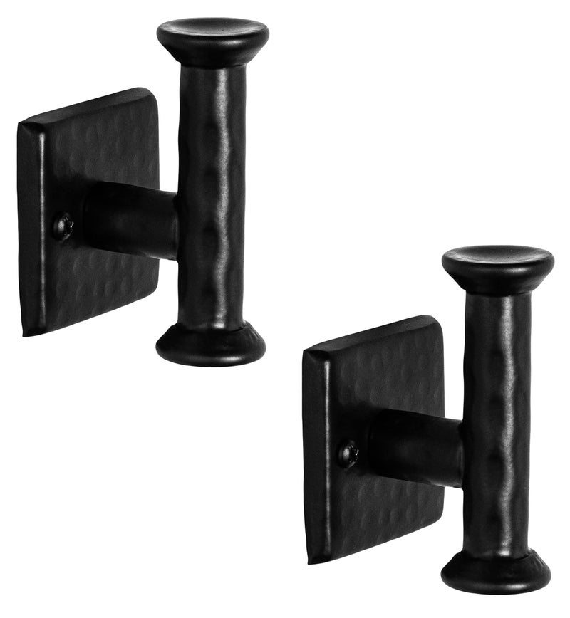 Monarch Abode Towel Hooks for Bathrooms â€“ 2 Pack 3-inch Hand Hammered Metal Matte Black Hook, Wall Mounted Bathroom Hooks for Towels, Support up to 11 lbs Bath Robe Hook, Towel Hanger for Bathroom - Image 1